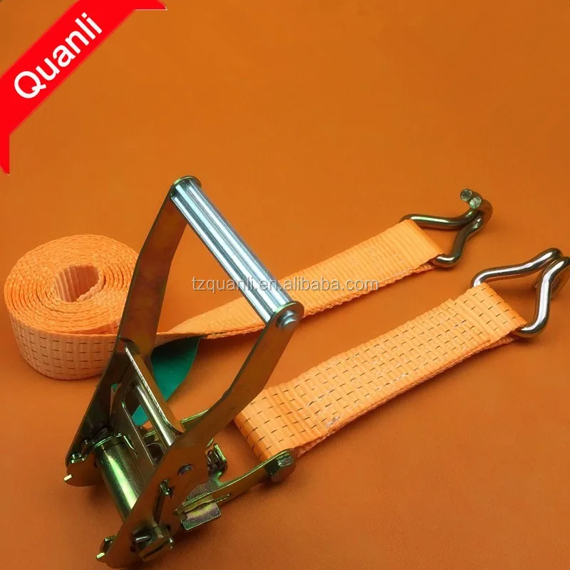 
4inch 100mm 10Ton Cargo Lashing Ratchet Tie Down Straps with double J hook 
