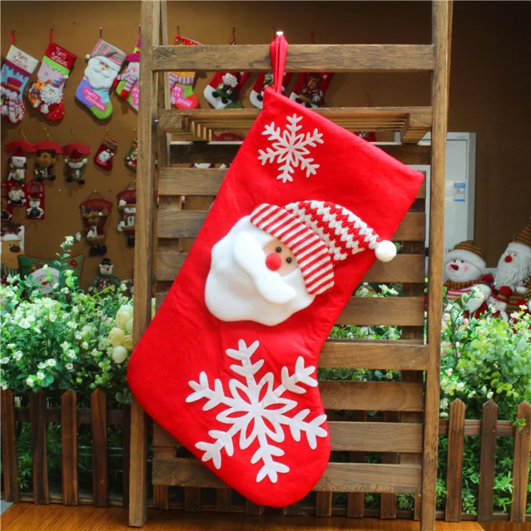 Promotional Pendant Cloth Small Boots Ornament Christmas Pattern Print Party Home Decoration Gift Bag Christmas Stocking