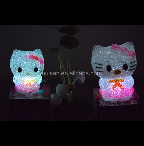 LED hello kitty night lamp  EVA LED changing color night light  Crystal hello Kitty lamp