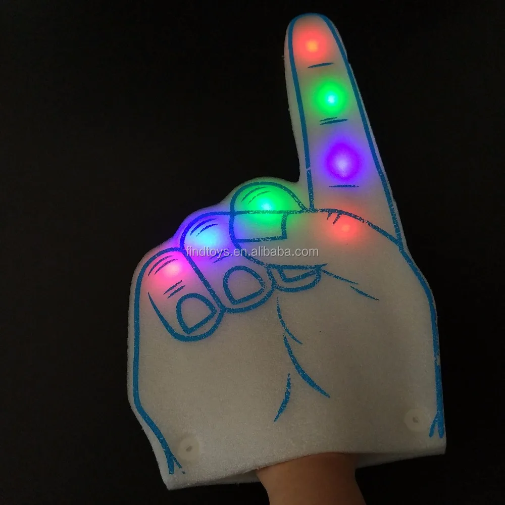 3 Functions Led Foam Fingers Lighting up Gestures Sponge Palm Sleeve for Carnival Supplies Wholesale