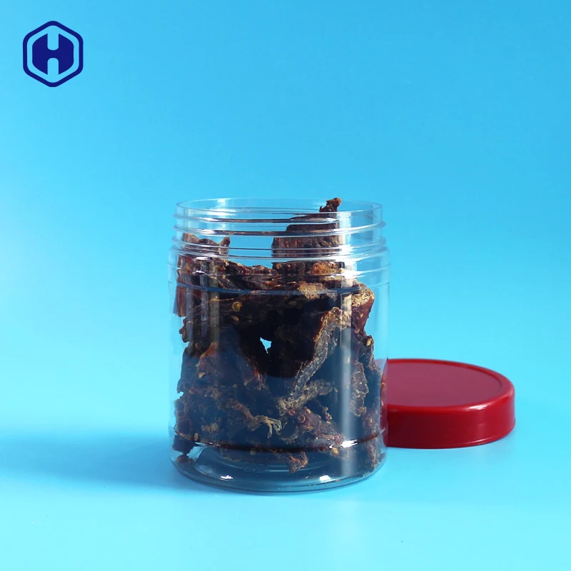 760ml round biscuit red top lid canning food grade PET plastic jar for biscuits packaging containers