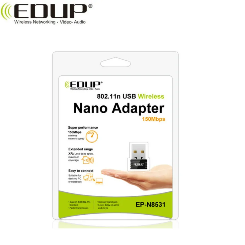 EDUP 802.11n 150 Мбит/с мини Wi-Fi USB адаптер с чипсетом Ralink 5370 EP-N8531