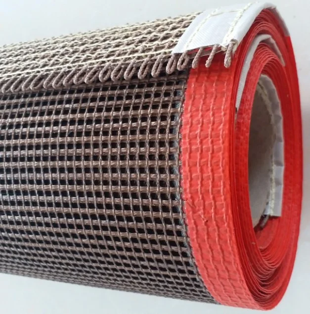 PTFE coated fiberglass fabric mesh conveyor belt 3.6*24.3m,  4x4mm mesh, bullnose connection