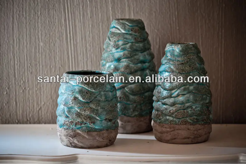 MM94 shabby chic ceramic pots home decorations turquoise