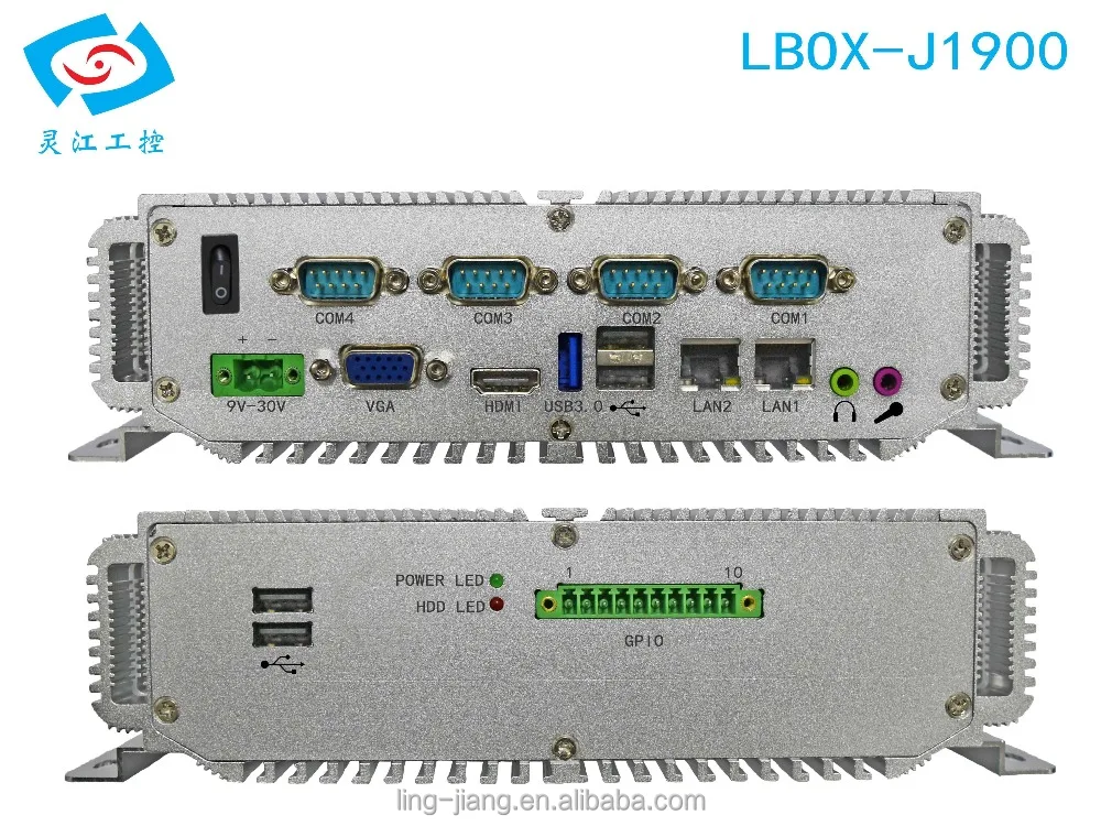 Fanless Mini PC Intel Celeron J1900 N2930 CPU 2.0GHz 4Gb RAM 64Gb SSD Industrial Computer 2 LAN 4 USB