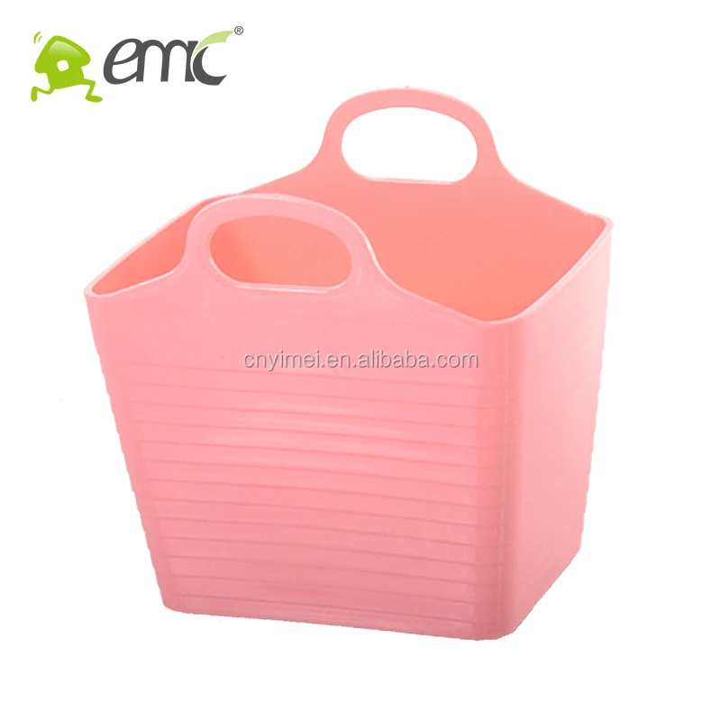 Promotional soft plastic desk organization mini PE storage basket with handle