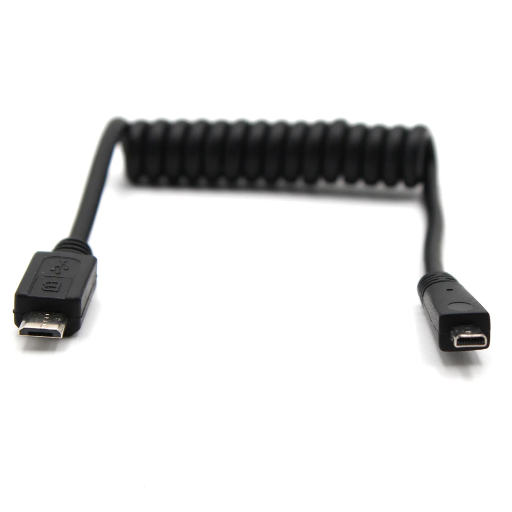 Custom Curly Spring Spiral Wire Coiled Micro USB B to AV UC-E6 Cable