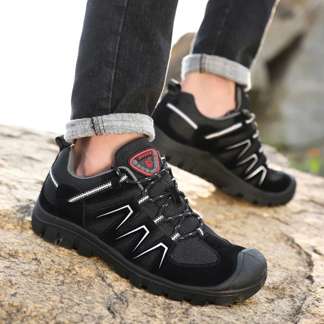 
Mens Breathable Mesh Suede Leather Sport Shoe Man Boot Trek Hiking Shoes for Outdoor Camping Climbing Trekking Exploring 
