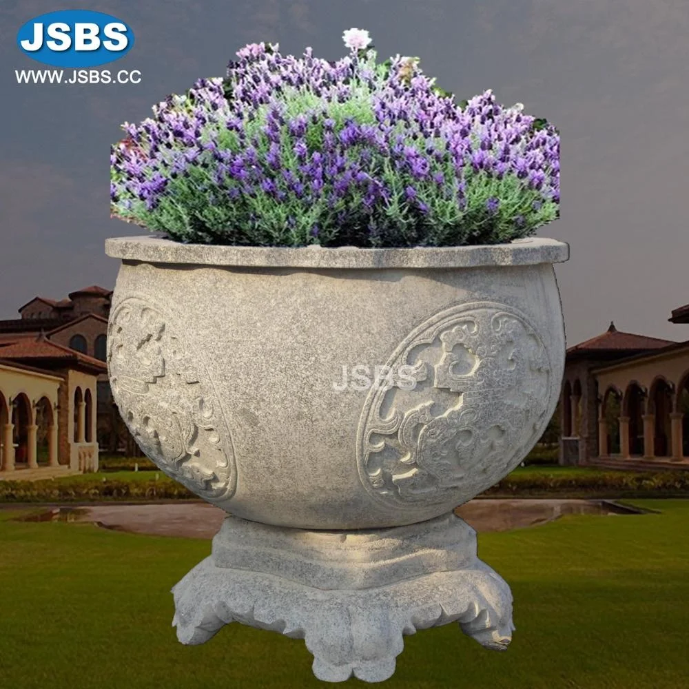 Antique Chinese Decorative Garden Large Old Stone Pot