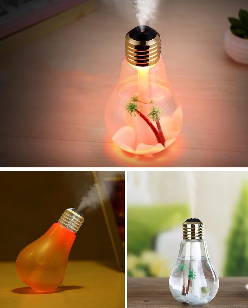 Creative Air Humidifier USB Home Office Mute Aromatic LED Colorful Light Bulb Humidifier Night Light Ultrasonic Humidifier