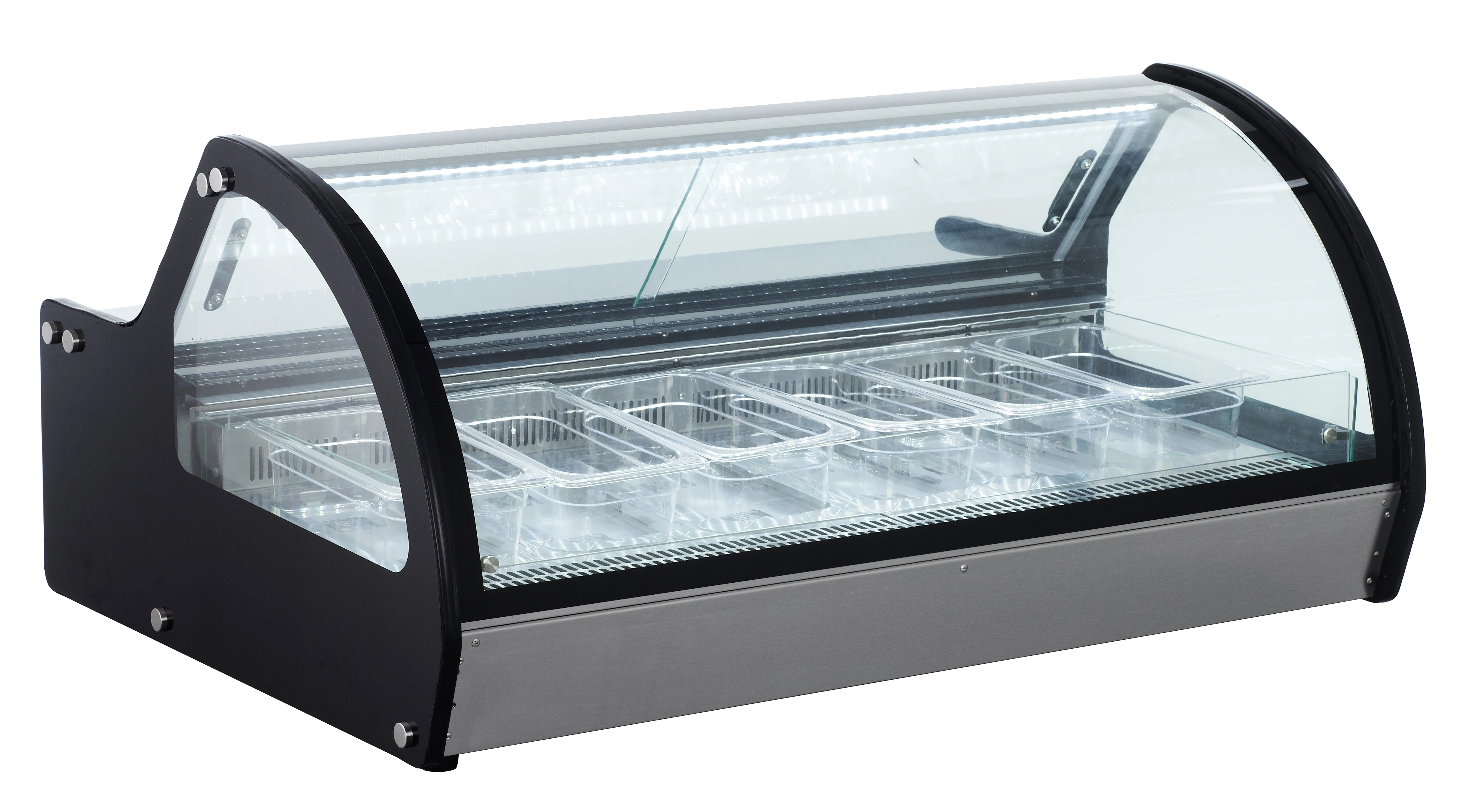 Curved glass gelato ice cream display showcase refrigerator freezers for sale price
