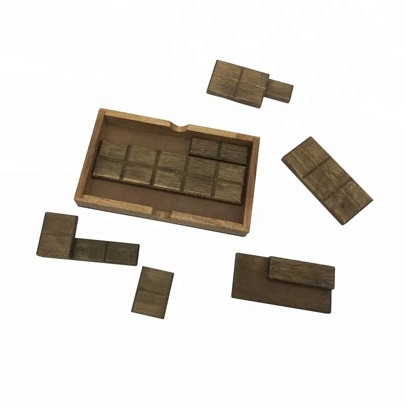 7 pieces tangram wooden iq test brain toys block puzzles with wooden box