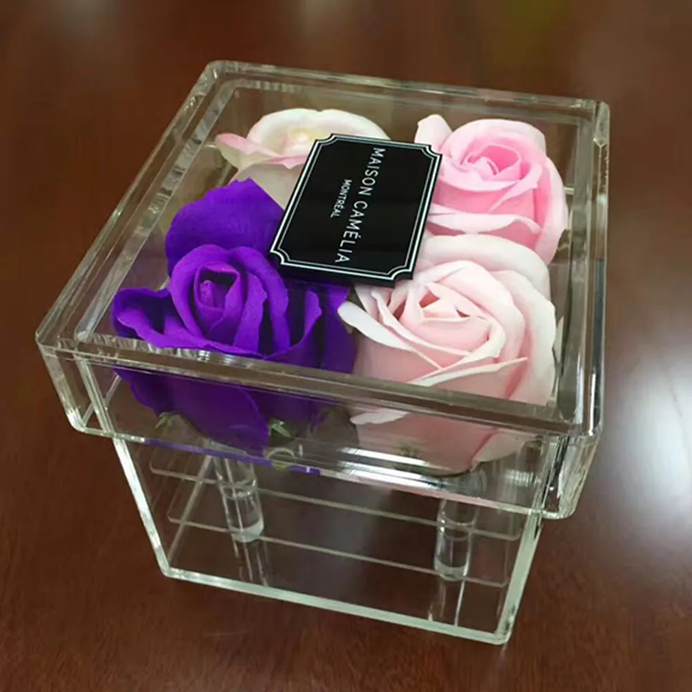 Factory OEM/ODM service clear acrylic box preserved roses in box