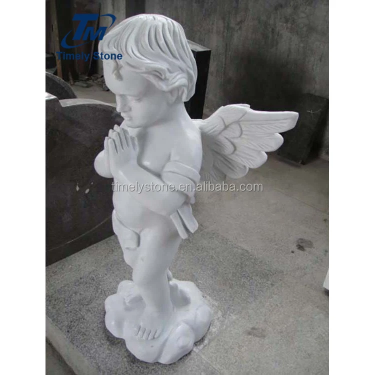 
pray angel statue stone sculpture white marble baby angel statue 