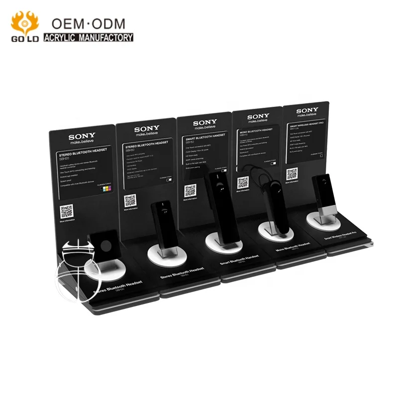 Fashion Style Modern Counter Top Icd Acrylic Blue Tooth Headset Store Display  Rack