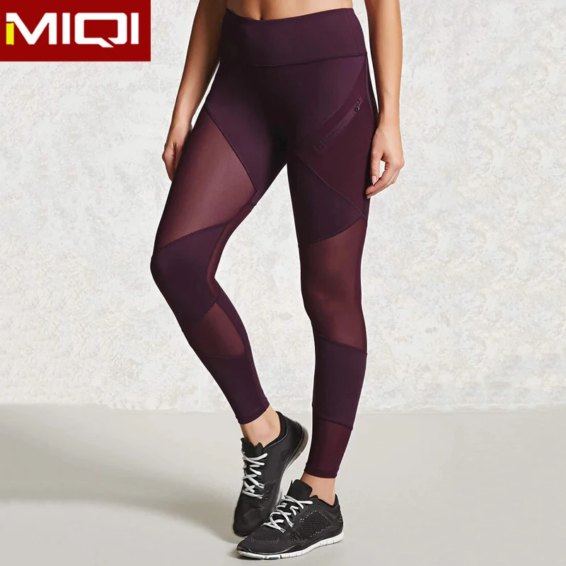 Custom Supplex Yoga Leggings For Women Mesh Side Compression Tight SportsWear
