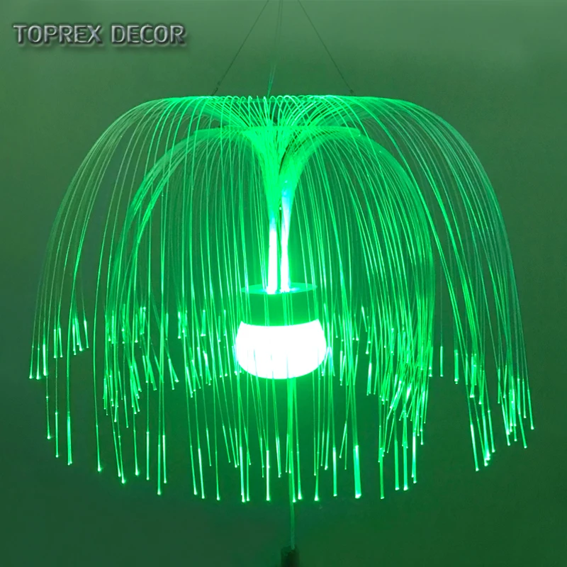 2024 New Export Product Colour Changing Hanging Led Glow Crystal Jellyfish Fiber Optical Lighting