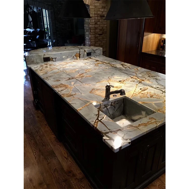 Сборный Полированный синий гранит Roma, твердая поверхность, каменные кухонные столешницы, столешница