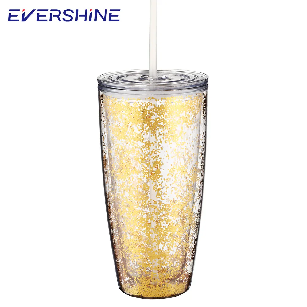 Manufacture Factory Custom Logo 24OZ Double Wall Clear Plastic Cup With Lid And Handle
