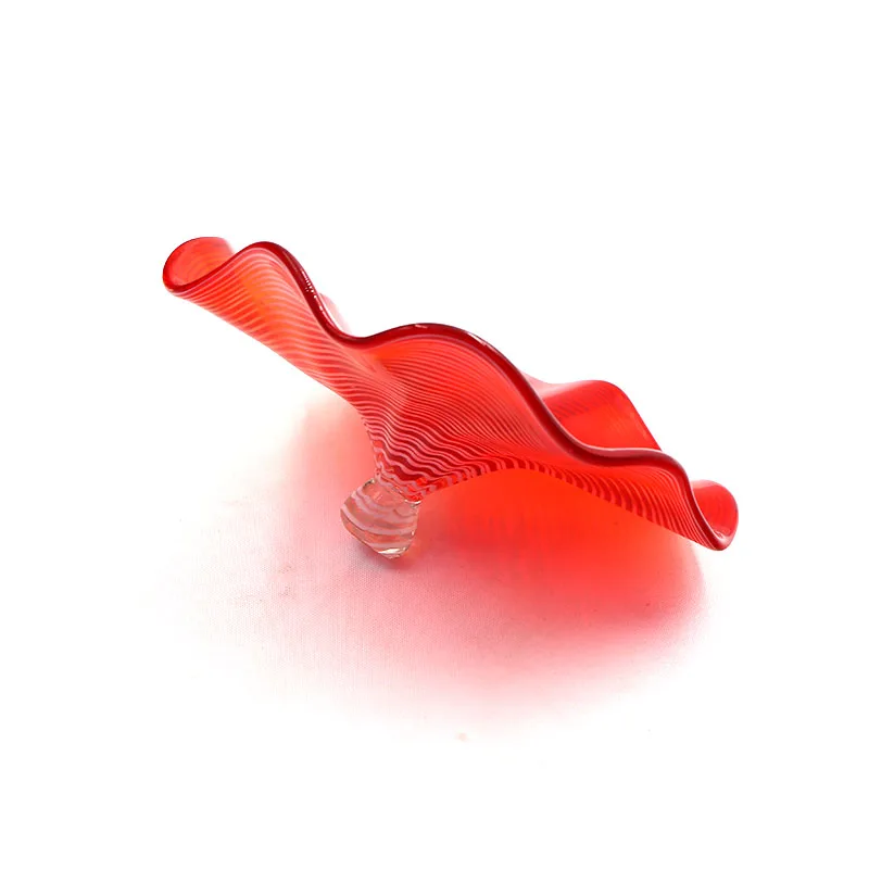 
Modern hotel decoration hand blown glass plates lotus flower sculpture 