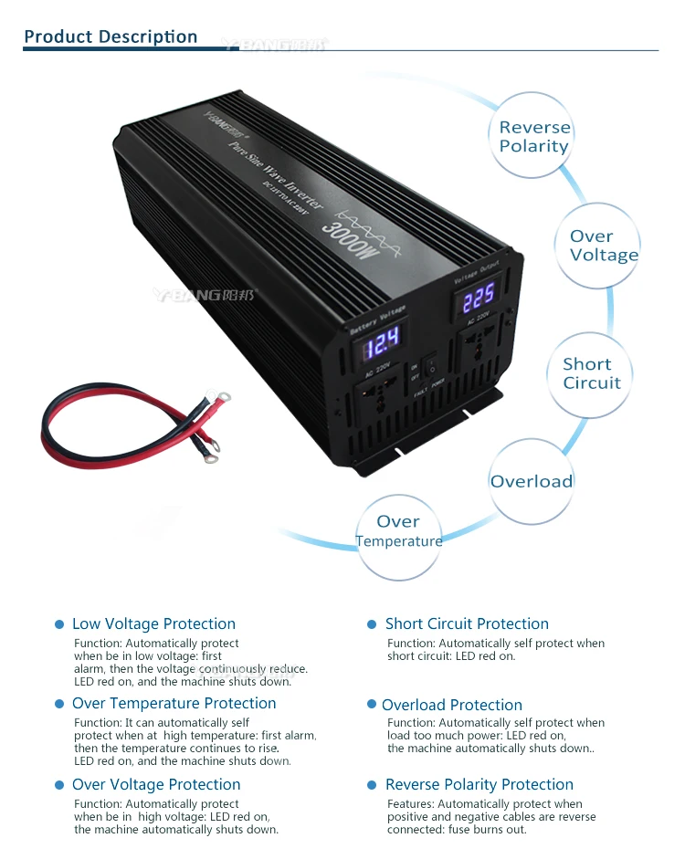 
dc to ac 12v 24v 110v 220v pure sine wave 5000w inverter 