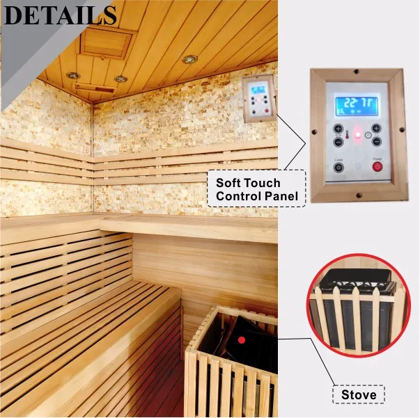 Solar Powered Ozone Steam Sauna Room With Russian Stove