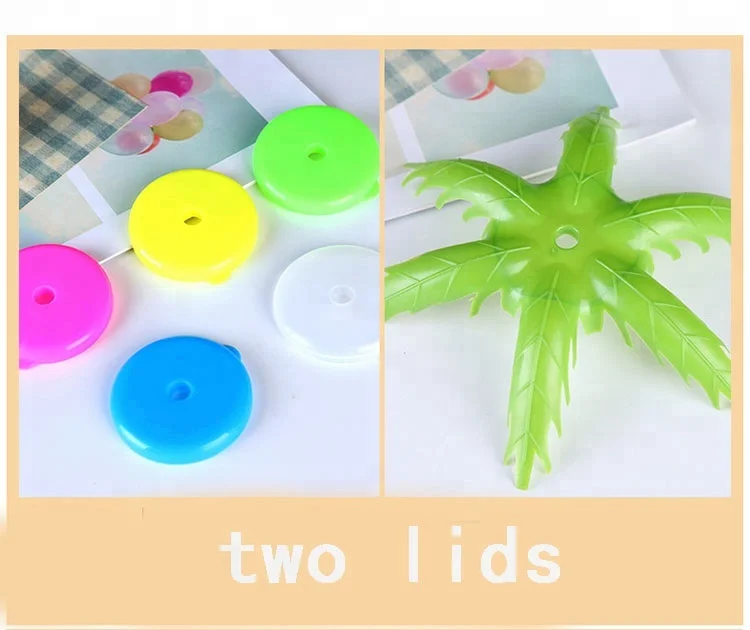 Bpa free disposable coconut palm tree shape plastic yard cups slush with straw