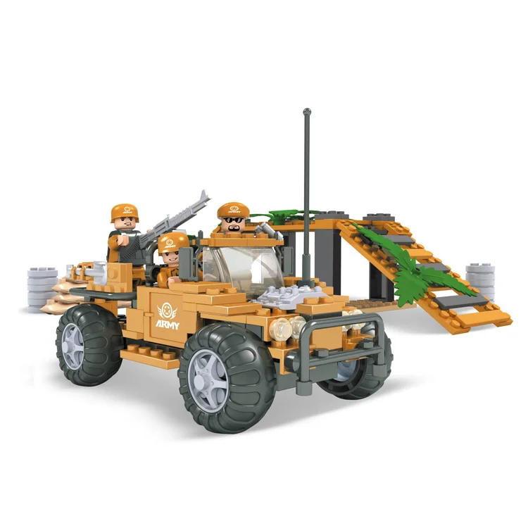 building army mold parts control plastic special forces kids diy puzzle car racing toy block