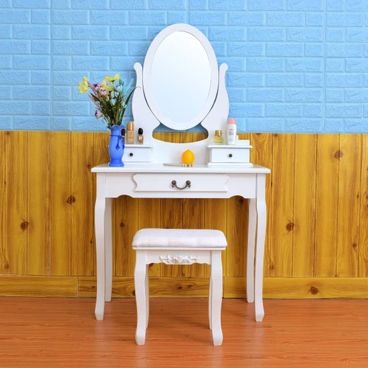 
D1723 lighted makeup antique style table wooden table caddy venetian dressing table mirror 