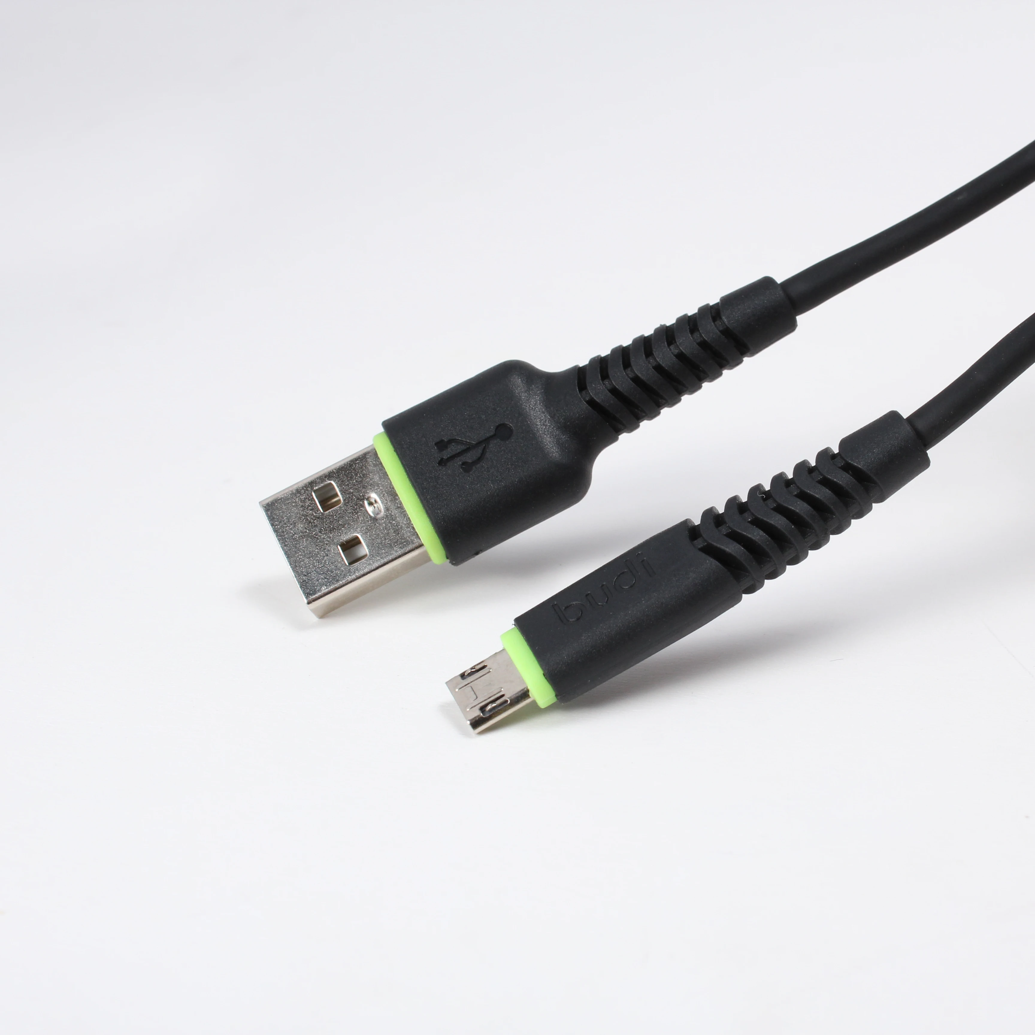 Budi factory wholesale Micro-USB to USB Charge/Sync TPE Cable can pass 2.4A current fast speed charger cable double side used