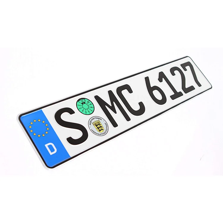 High quality custom made aluminum euro license plate with embossed text