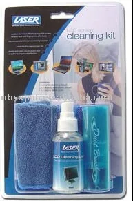 
Laser 60ml LCD Monitor screen cleaner kit includes cleaning solution, micro fibre cloth, dusting brush and carrier pouch 