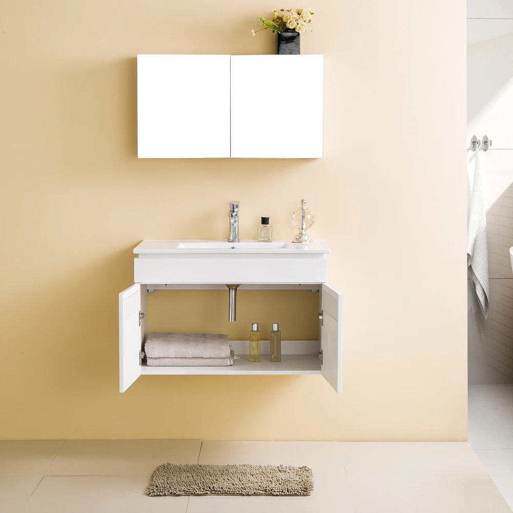 FSC certified Wall Mount 2 Doors oak bathroom vanity marble bathroom cabinet bathroom furniture for little girls