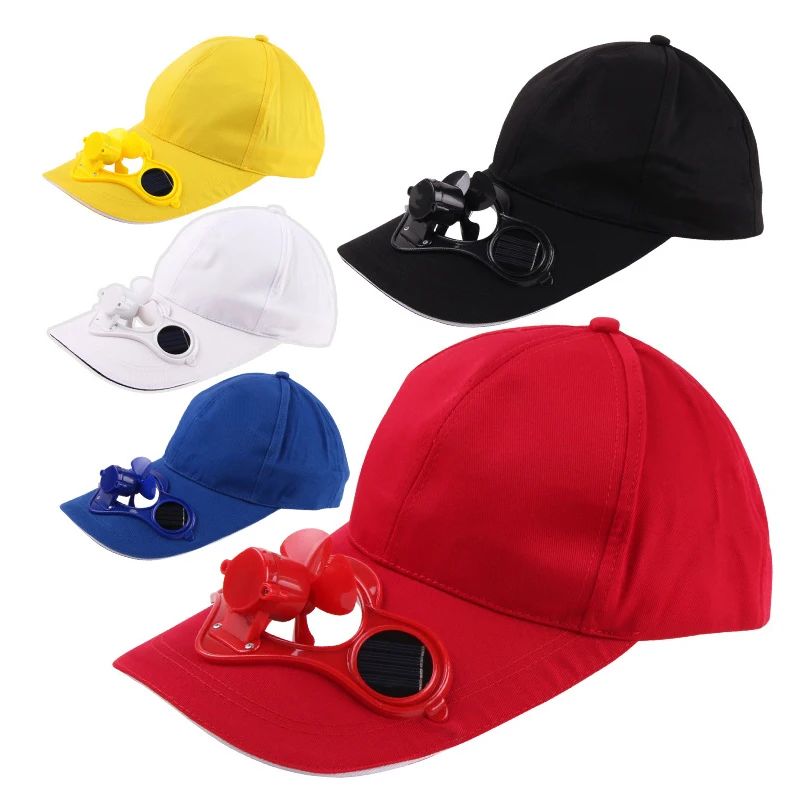 Good quality solar fan cap hat 6 panel baseball fan cap