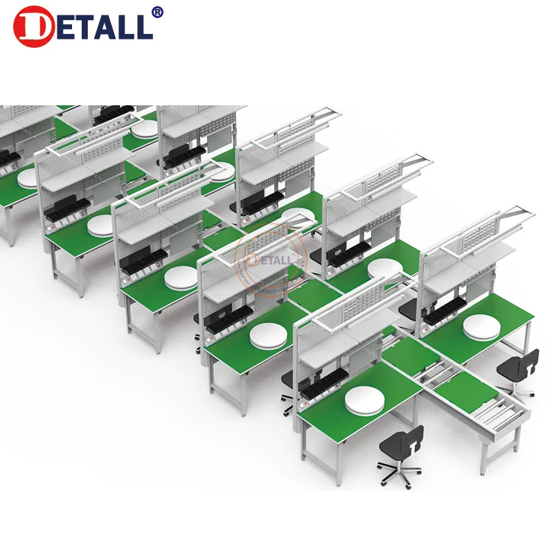 Detall Electric Assembly Line Workbench With Electric Belt Conveyor