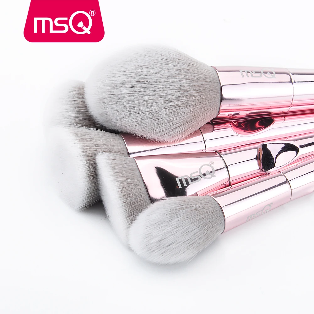 MSQ 10 Pieces Plastic Handle with Metal Plating and Rainbow Shiny Hand Case Makeup Brush Kit