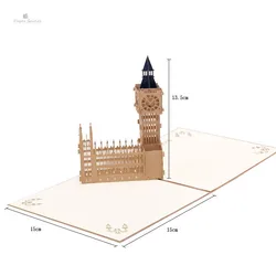 3d greeting card handmade paper cutting craft origami building theme big ben pop up cards