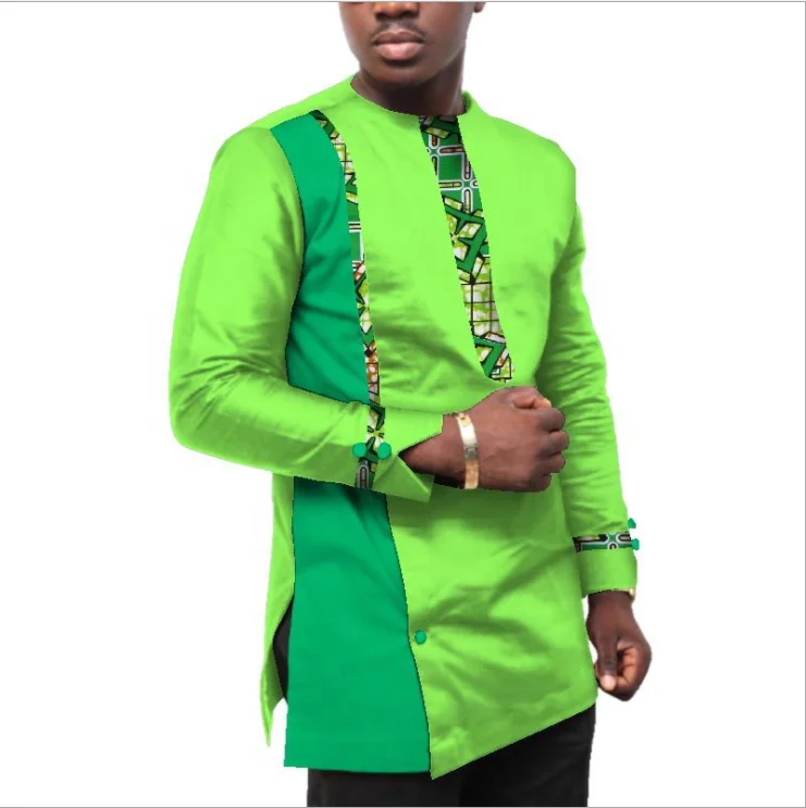 Best seller African Gentleman Shirt with 100% cotton wax printing fabric