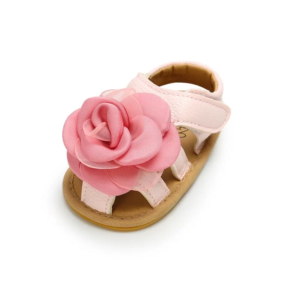 Летняя обувь из искусственной кожи на шнуровке с цветами, мягкая подошва, детские сандалии для девочек