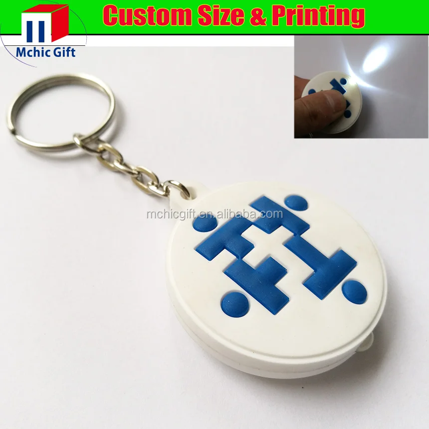 Premium customized plastic soft rubber led keychain with light, personal soft rubber light key chain