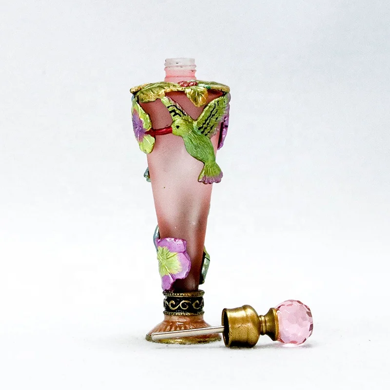 25ml Patented Metal Hummingbird Glass Perfume Bottle Frosted Essential Oil Refillable Attar Bottles Factory Outlet#57336/58888
