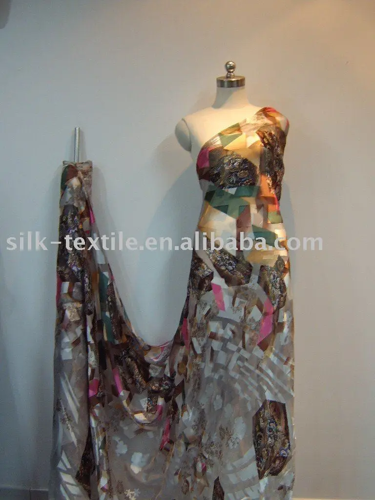 
printing and Burn out Silk Viscose Satin fabric for women fashion 