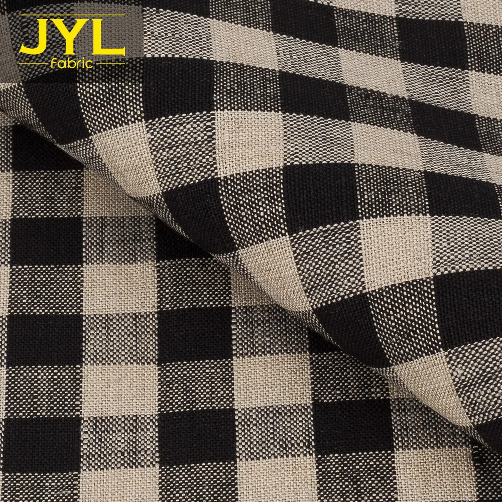
JYL 100% linen fabric for comfortable plaid clothing E1005# 