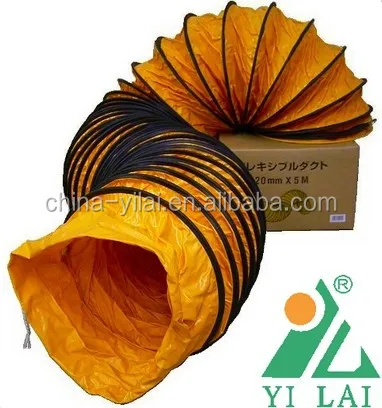pvc laminated tarpaulin heat resistant flexible duct, warm air with hot fan
