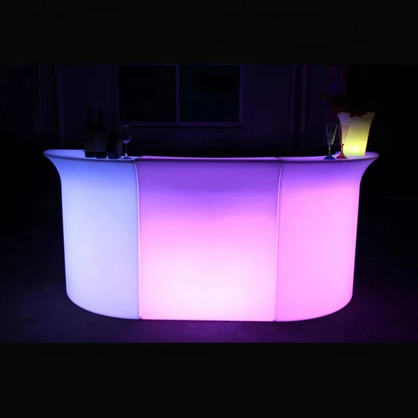 
glow lighted bar counter,long glass bar table,led bar furniture sets 