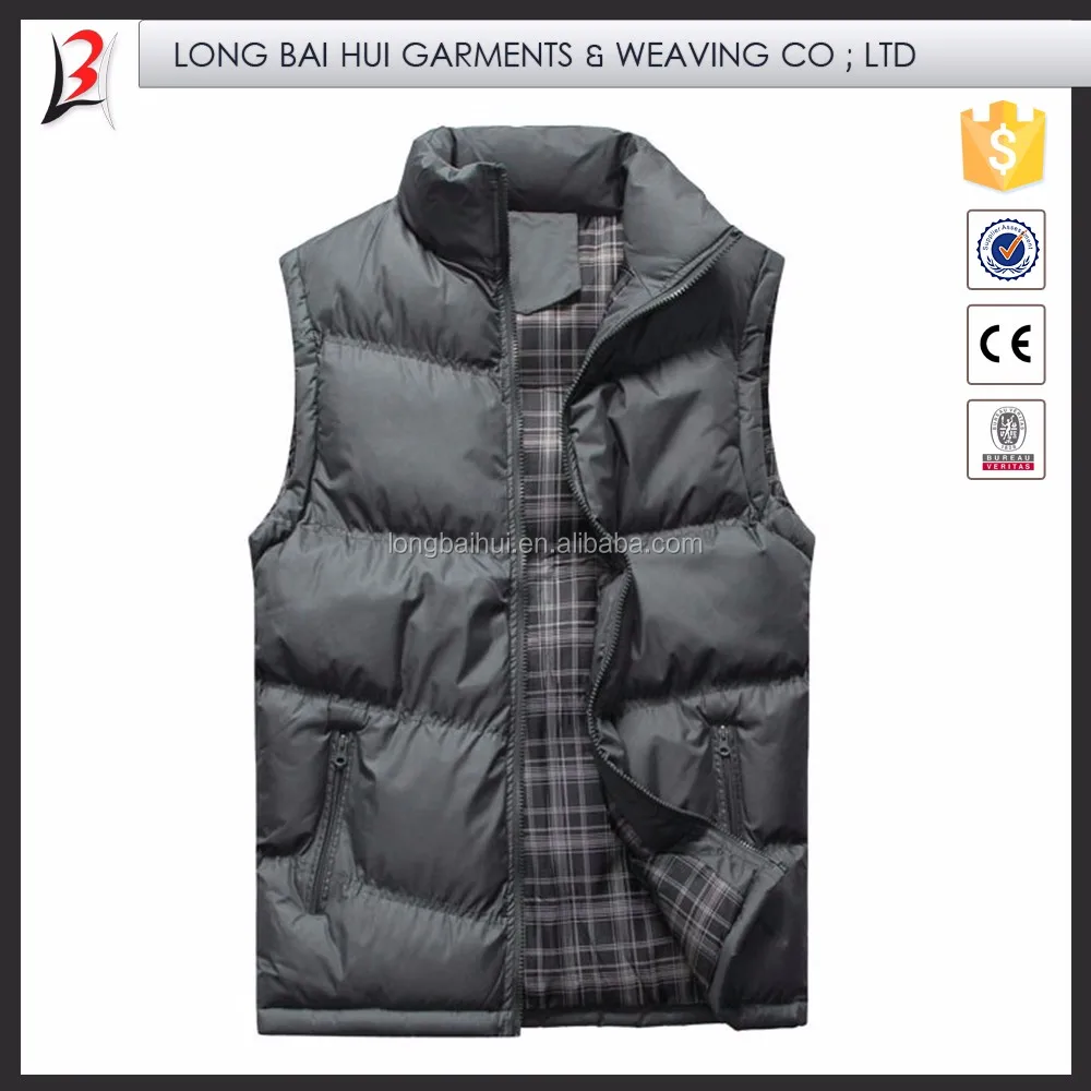 Hot sell wholesale custom LOGO zipper winter jacket black quilted down puffer vest men