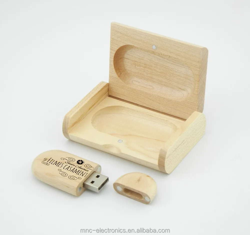 Green ecological promotional gift custom laser etching branded 4GB wooden usb flash with gift box