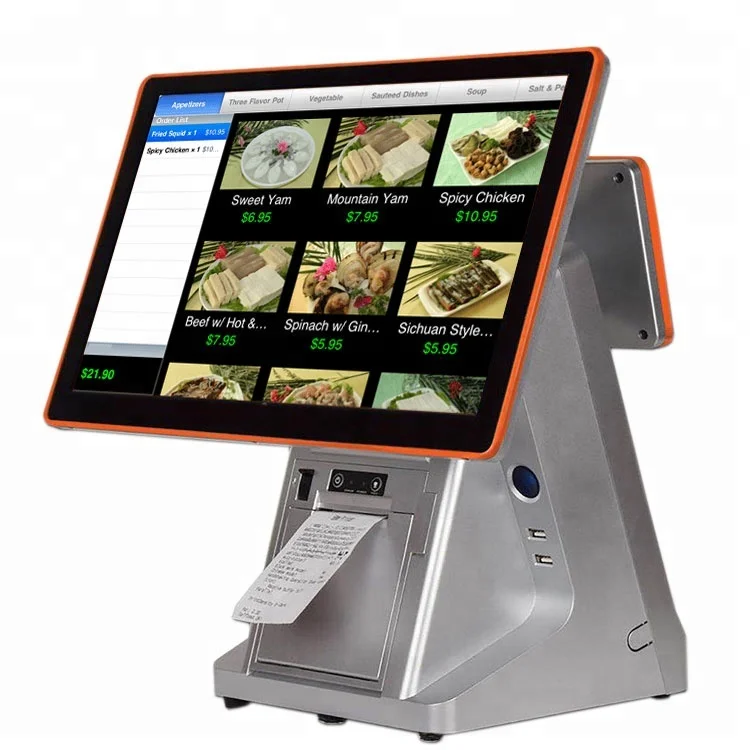 made in China USB POS Cash Register 15.6 inch touch screen POS machine with printer 80mm RS232 all in one POS system GC097B