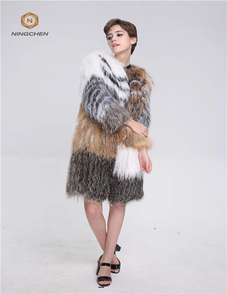 Hot sale women overcoat real fox fur coat mink fur coat wholesale russia woman long style real fox fur coat