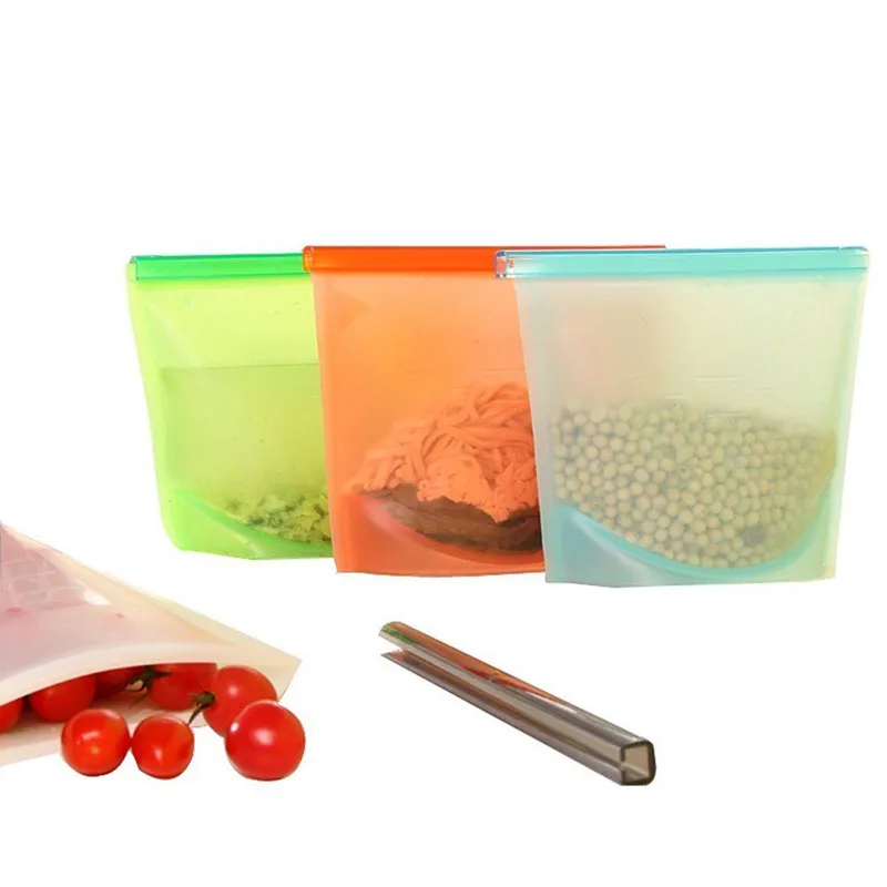 High Quality Custom Logo Zip Lock Reusable Silicone Food Freezer Storage Bag